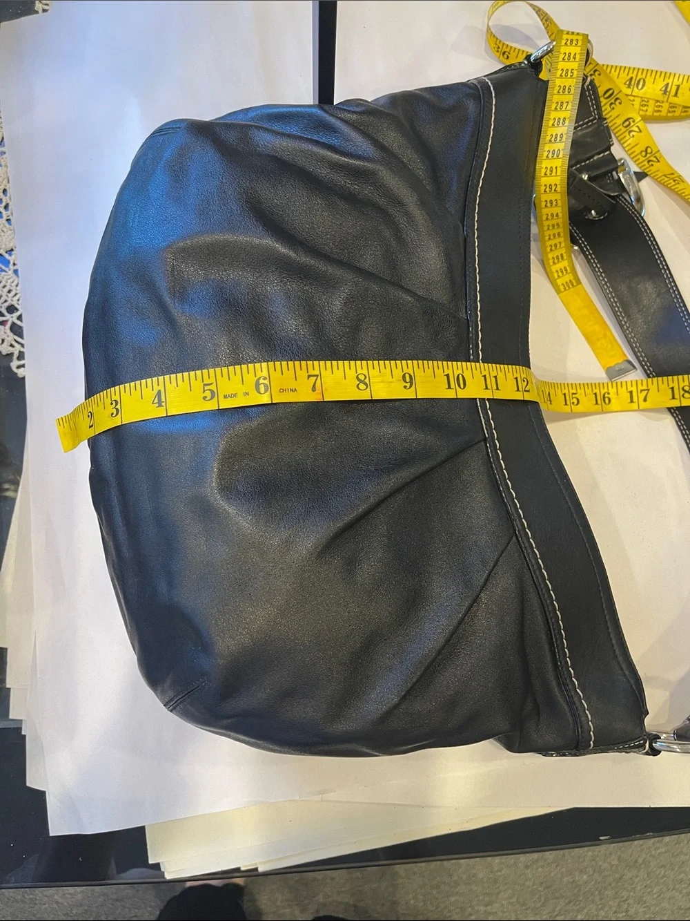 Coach Soho  Black Cowhide Leather Shoulder Hobo Bag with silver hardware